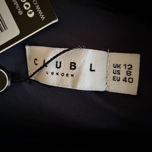 Club L London Dress Womens 8 Navy Velvet Maxi Long Sleeve Corset Knot Formal NWT - Picture 13 of 15